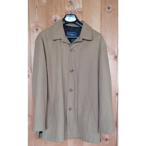 Vintage SPLITRAIL Beige Faux Suede Jacket, Men's Large, Interior Zip Pocket Y2K - Picture 3 of 4